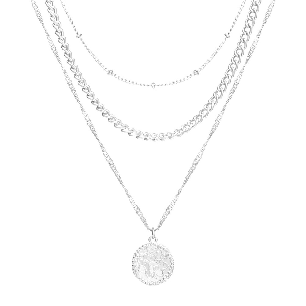 Silver multi layered necklace